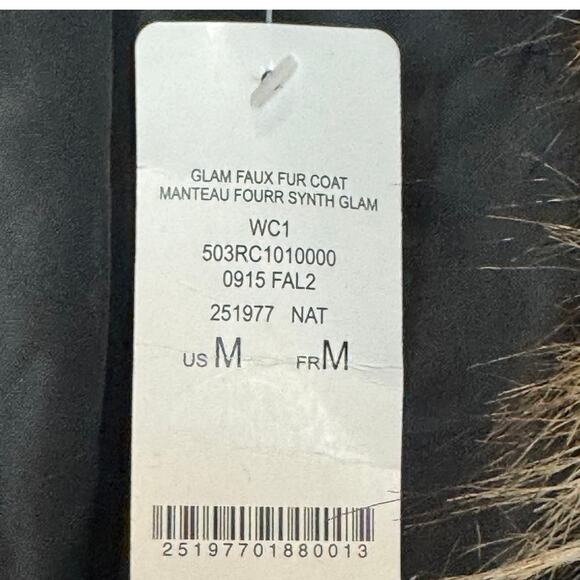 Bebe Glam Faux Fur Coat Women’s M Natural Brown Tan Jacket NWT Winter Holiday - Picture 14 of 15
